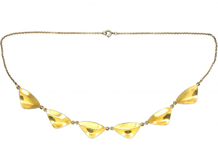 Mid 20th Century Silver & White Enamel Necklace by H C Ostrem