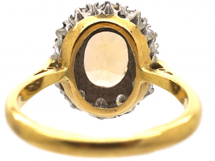 18ct Gold, Topaz & Diamond Oval Cluster Ring