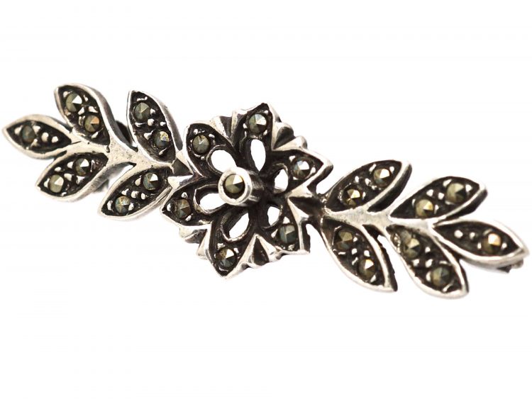 Silver & Marcasite Flower Brooch