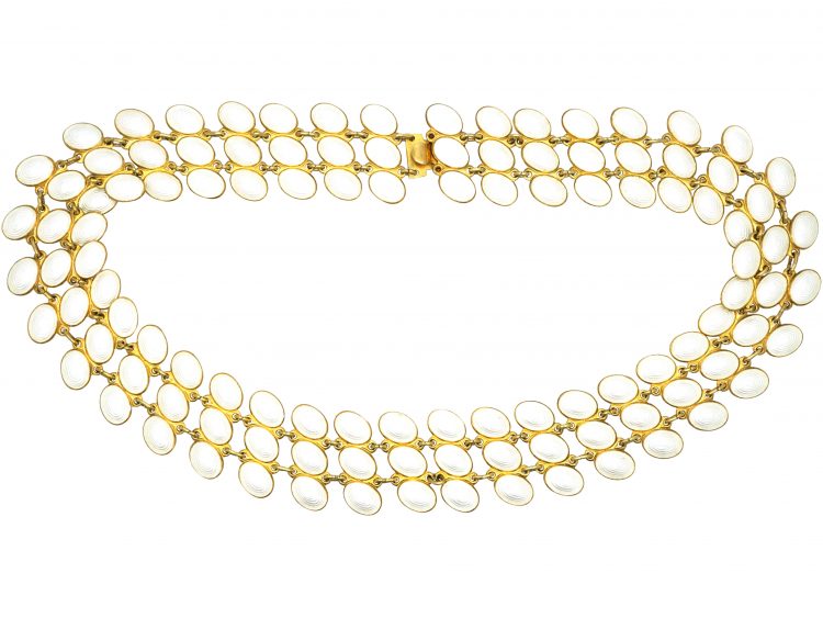 Mid 20th Century Silver & White Enamel Three Row Collar By JB Balruud