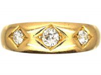 Edwardian 18ct Gold, Three Stone Diamond Gypsy Ring