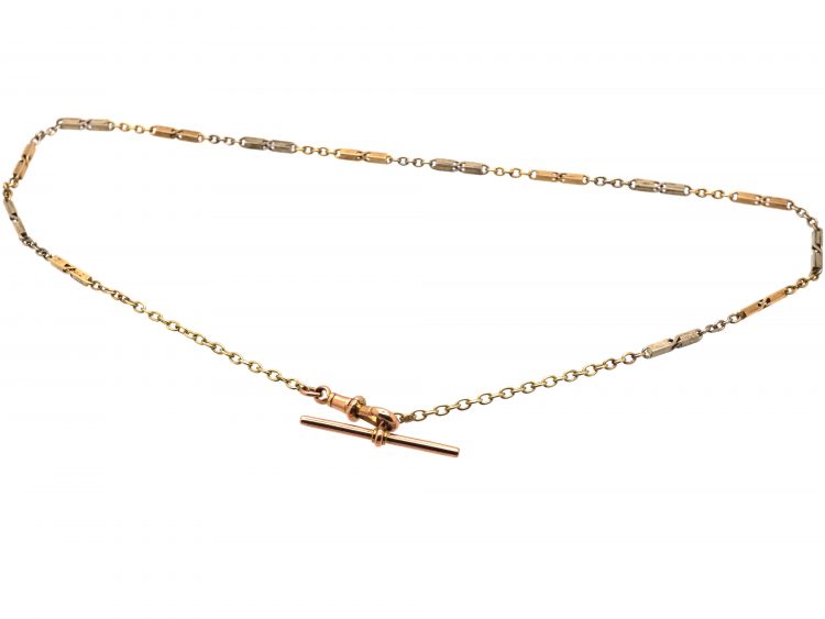 Edwardian 9ct White & Rose Gold Albert Chain