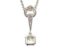 Art Deco Platinum & Diamond Pendant on Platinum Chain