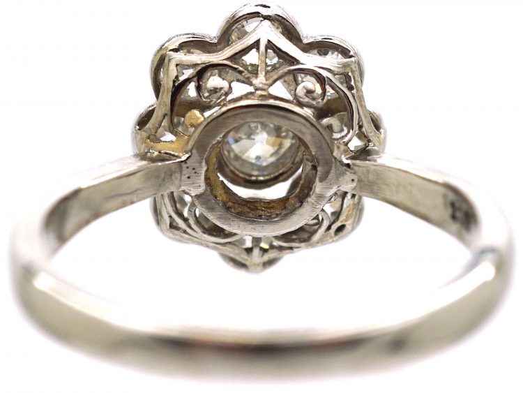Edwardian 18ct White Gold, Diamond Oval Cluster Ring