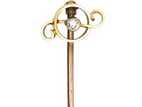 Art Deco 15ct Gold & Diamond Tie Pin