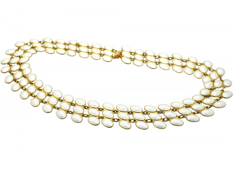 Mid 20th Century Silver & White Enamel Three Row Collar By JB Balruud