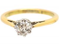 Art Deco 18ct Gold & Platinum, Diamond Solitaire Ring