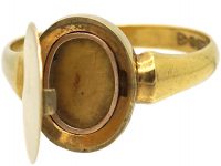 Edwardian 9ct Gold Signet Ring with Hinged Hidden Locket