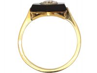 Art Deco 18ct Gold, Onyx & Diamond Hexagonal Ring
