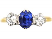 18ct Gold, Sapphire & Diamond Three Stone Ring