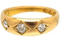 Edwardian 18ct Gold, Three Stone Diamond Gypsy Ring