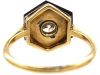 Art Deco 18ct Gold, Onyx & Diamond Hexagonal Ring