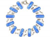 Mid 20th Century Silver & Blue Enamel Bracelet by Volmer Bahner