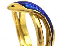 1970s 18ct Gold & Blue Enamel Snake Ring