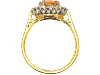18ct Gold, Topaz & Diamond Oval Cluster Ring