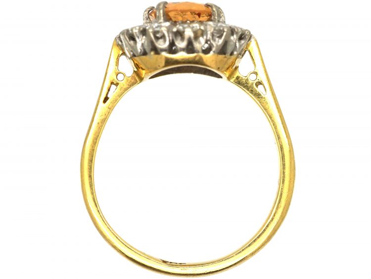 18ct Gold, Topaz & Diamond Oval Cluster Ring
