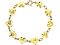 Mid 20th Century Norwegian Silver & Blue Enamel Hearts Bracelet