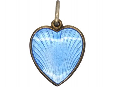 Silver & Blue Enamel Heart Shaped Pendant by Aksel Holmsen