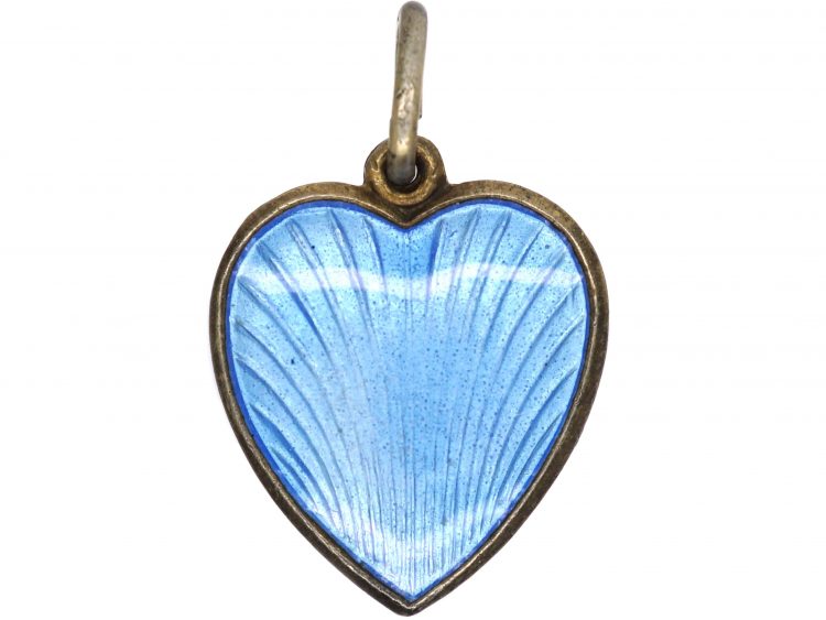 Silver & Blue Enamel Heart Shaped Pendant by Aksel Holmsen