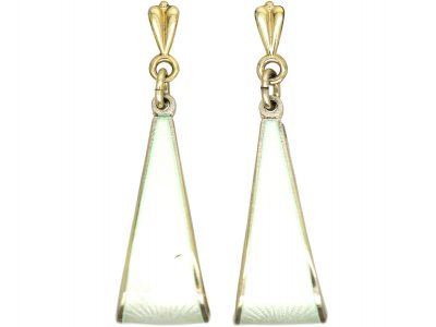 Norwegian Silver & White Enamel Hoop Drop Earrings