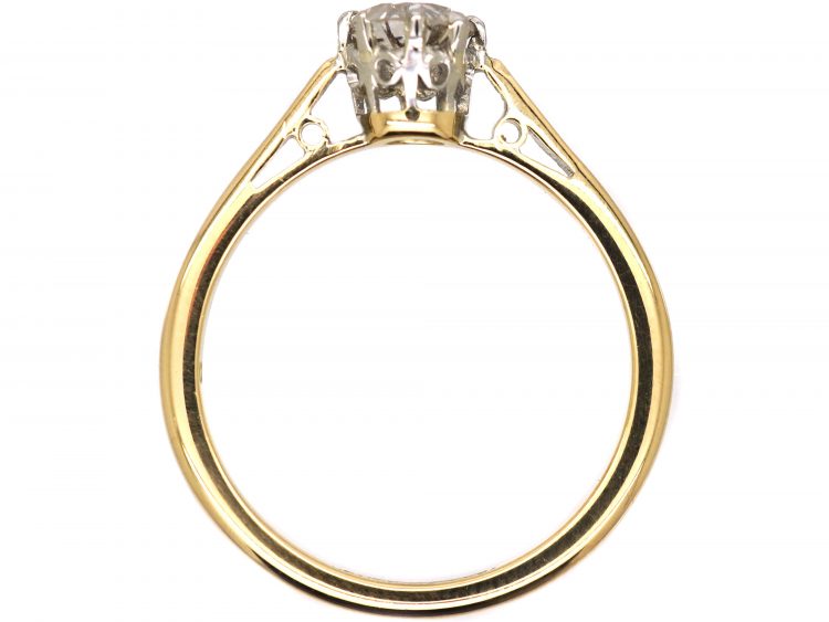 Art Deco 18ct Gold & Platinum, Diamond Solitaire Ring
