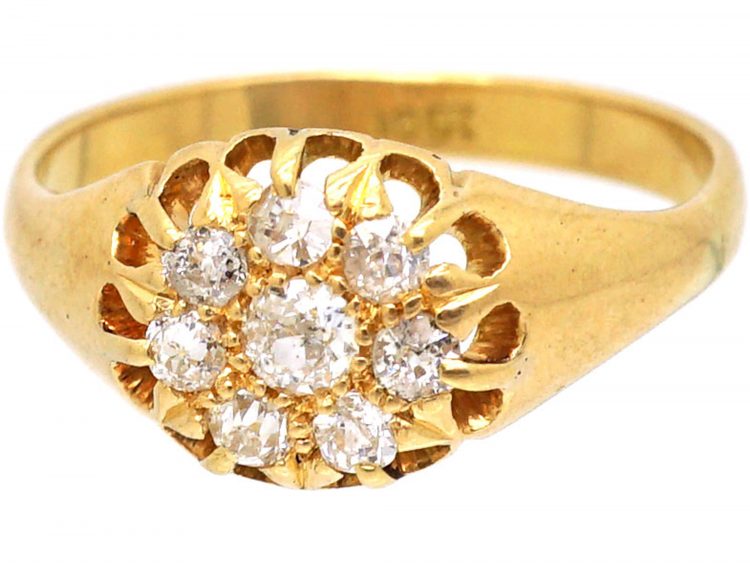 Edwardian 18ct Gold Diamond Cluster Ring