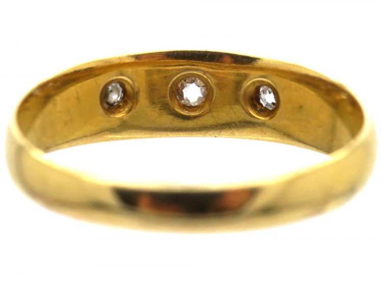 Victorian 18ct Gold Three Stone Diamond Gypsy Ring