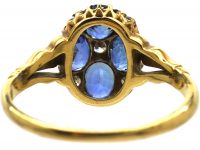 Edwardian 18ct Gold, Four Stone Sapphire & Diamond Cluster Ring