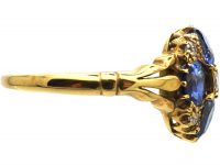 Edwardian 18ct Gold, Four Stone Sapphire & Diamond Cluster Ring