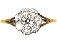 Edwardian 18ct Gold & Platinum, Diamond Daisy Cluster Ring