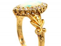 Edwardian 18ct Gold, Opal & Diamond Marquise Ring
