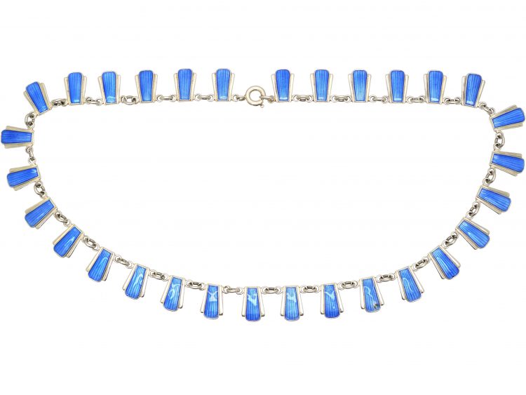 Silver & Blue Enamel Necklace by Volmer Bahner