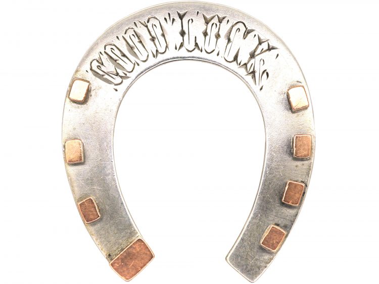 Victorian Silver & Gold Overlay Horseshoe Brooch
