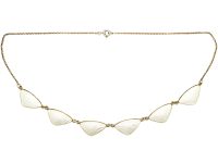 Mid 20th Century Silver & White Enamel Necklace by H C Ostrem