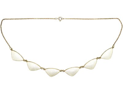 Mid 20th Century Silver & White Enamel Necklace by H C Ostrem
