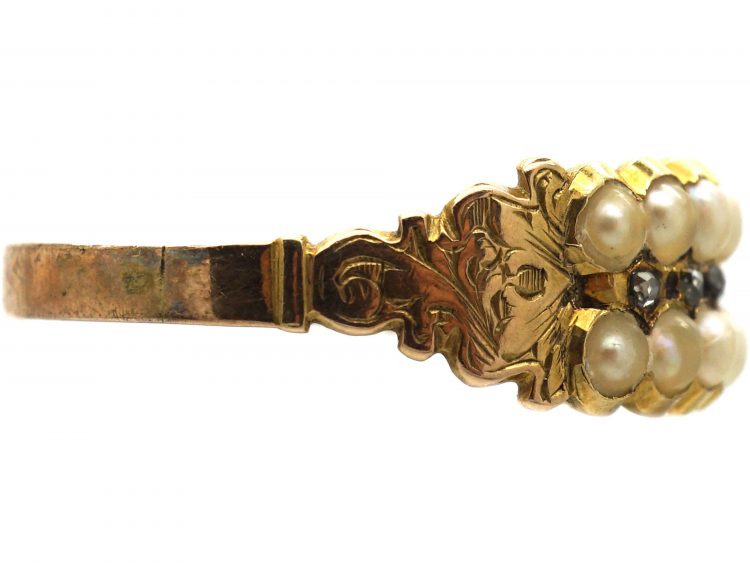 Regency 15ct Gold, Natural Split Pearl & Rose Diamond Ring