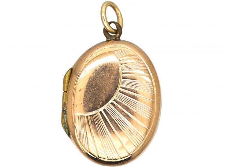 Art Deco 9ct Back & Front Sunrise Locket