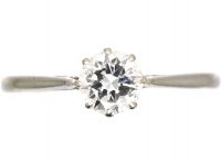 Art Deco 18ct White Gold & Platinum, Diamond Solitaire Ring