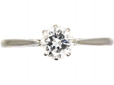 Art Deco 18ct White Gold & Platinum, Diamond Solitaire Ring
