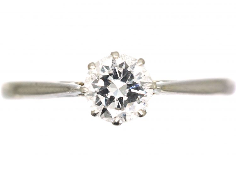 Art Deco 18ct White Gold & Platinum, Diamond Solitaire Ring