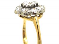 Retro 18ct Gold & Palladium Diamond Set Daisy Cluster Ring