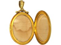 Victorian 18ct Gold Oval Shaped Locket set with Coral & Rose Diamonds
