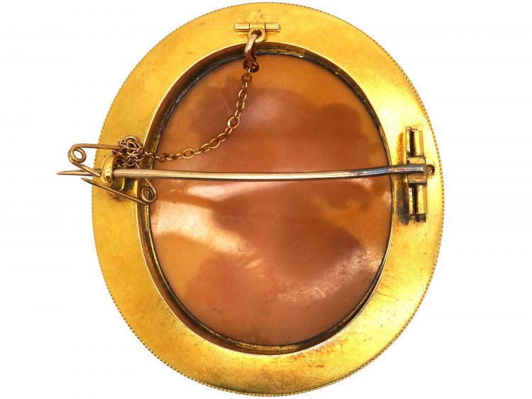 Victorian 15ct Gold Shell Cameo of a Classical Lady Carved by Pio Siotto