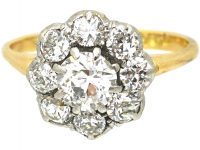 Retro 18ct Gold & Palladium Diamond Set Daisy Cluster Ring