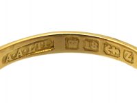 Victorian 18ct Gold, Five Stone Ruby & Diamond Carved Half Hoop Ring