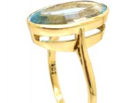 18ct Gold Oval Fancy Cut Aquamarine Ring