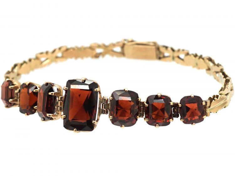 Art Deco 9ct Gold & Garnet Bracelet