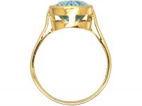 18ct Gold Oval Fancy Cut Aquamarine Ring