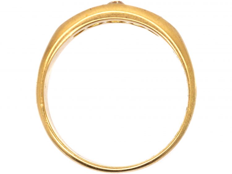 Victorian 18ct Gold, Five Stone Ruby & Diamond Boat Shaped Ring