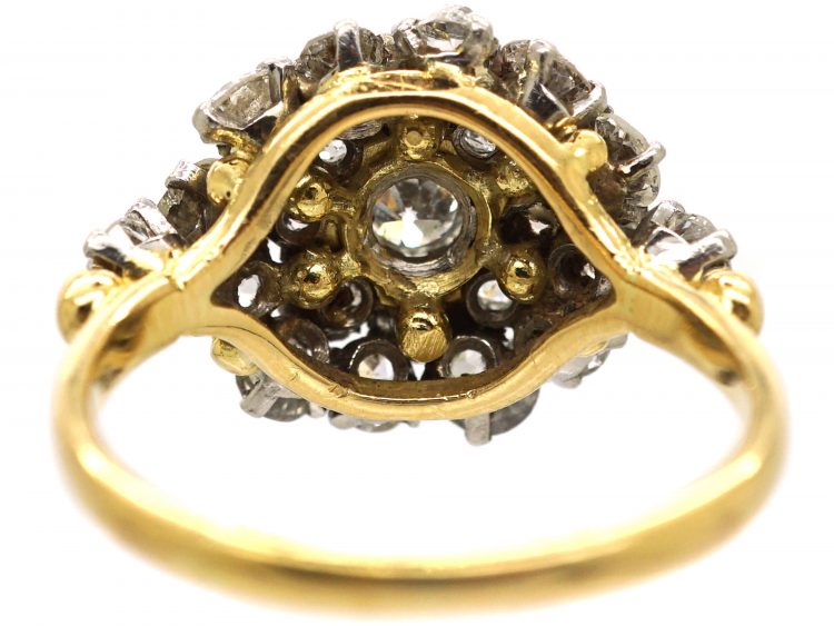 1950s Large 18ct Gold & Diamond Cluster Ring